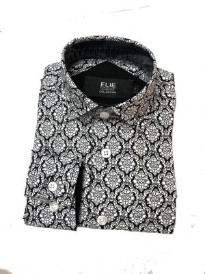 Boys Black Printed Short Sleeve Button Down Shirt by Elie Balleh