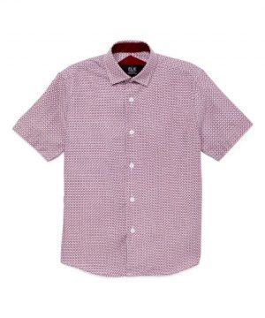 Red Printed Short Sleeve Shirt for Men
