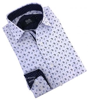 Boys Baby Blue Printed Button Down Shirt by Elie Balleh