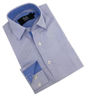 Baby Blue Printed Short Sleeve Shirt by Elie Balleh