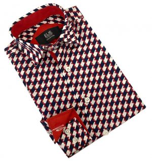 Boys Red Geometric Button Down Short Sleeve Shirt by Elie Balleh