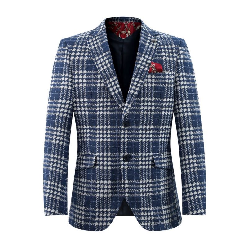 Mens Buffalo Plaid Brocade Blazer