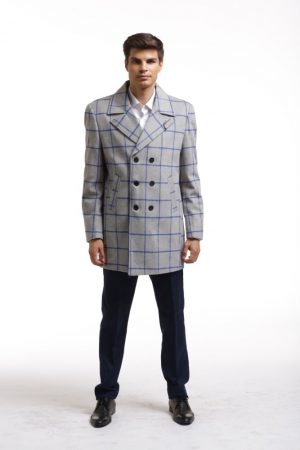 Elie Balleh Men's Casual Long Coat - Grey