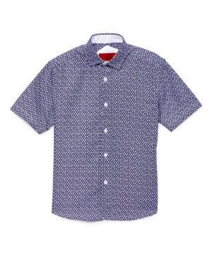 Elie Balleh Short Sleeve Navy Floral Neat Shirt