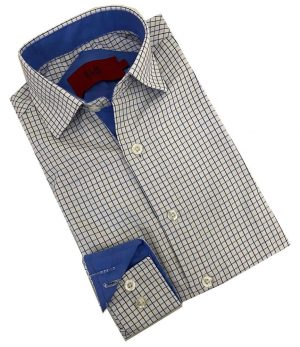 Elie Balleh Boys Navy Plaid Short Sleeve Shirt