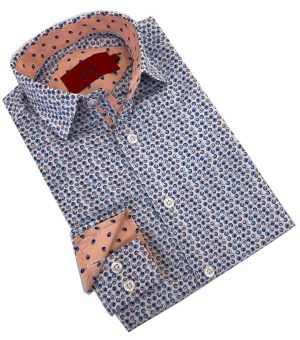 Elie Balleh Boys Baby Blue Printed Button Down Shirt