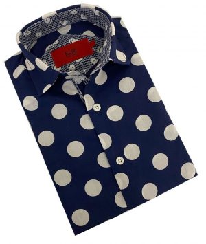 Elie Balleh Long Sleeve Navy Polka Dot Shirt
