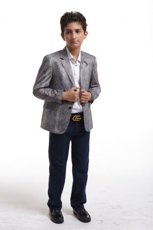 Elie Balleh Boys Velvet Printed Blazer