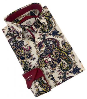 Elie Balleh Boy's White Paisley Short Sleeve Shirt