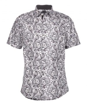 Elie Balleh Boy's Black Paisley Short Sleeve Shirt