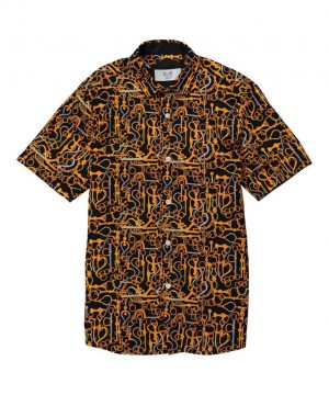 Elie Balleh Boy's Black Geometric Short Sleeve Shirt: Modern Edge